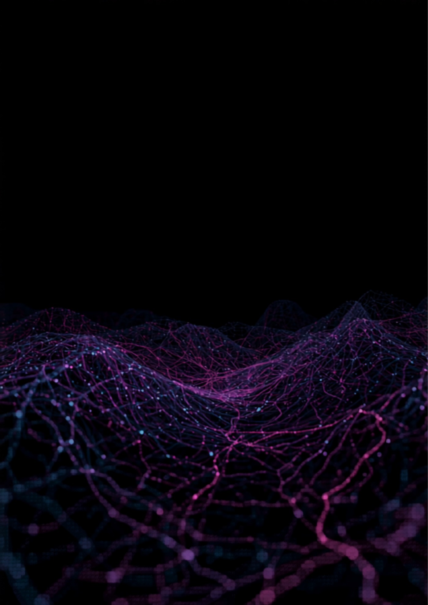 Dark atmospheric neon network representing interconnected echoes through time